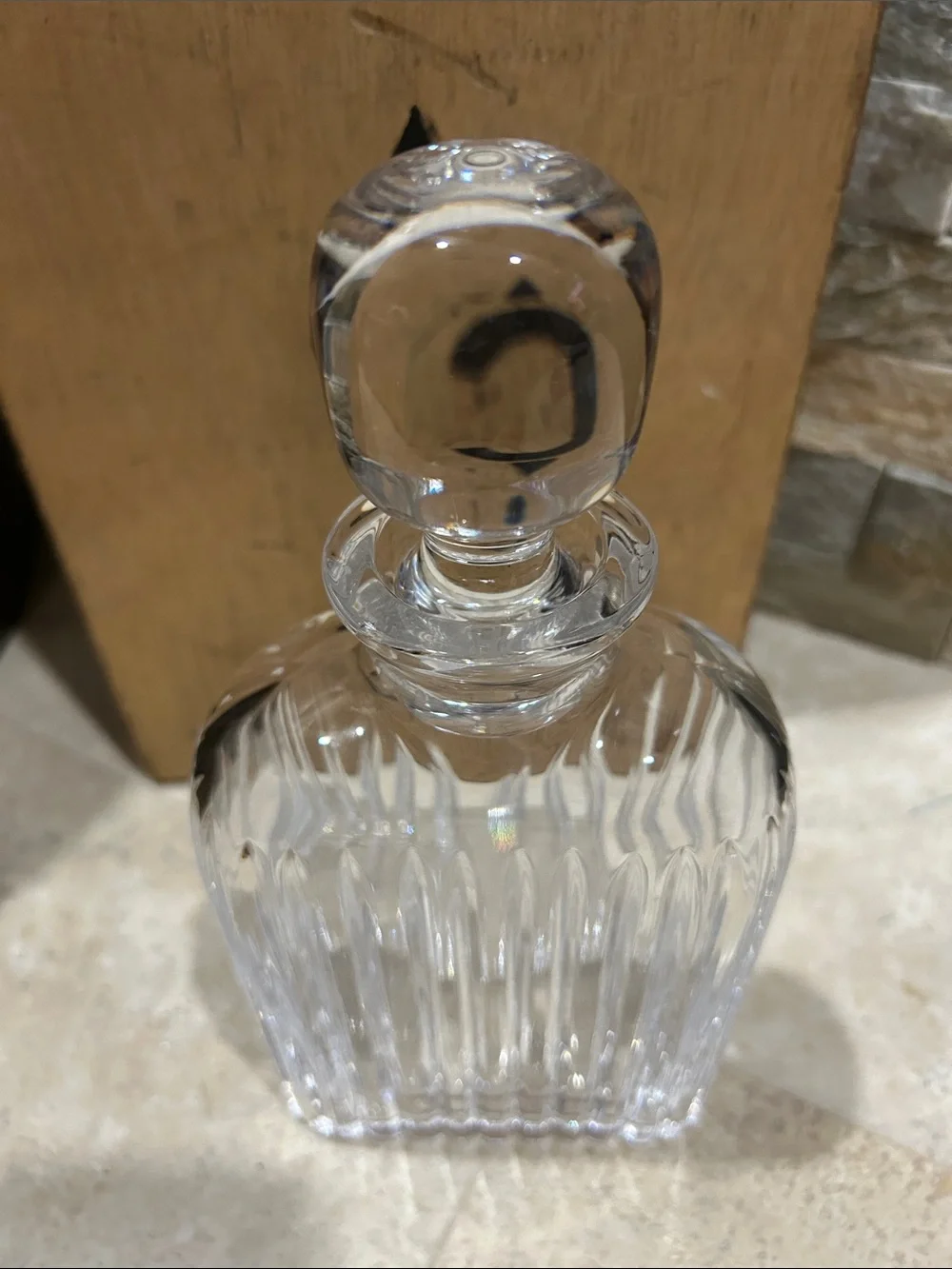 vintage Atlantis crystal ribbed decanter with Stopper